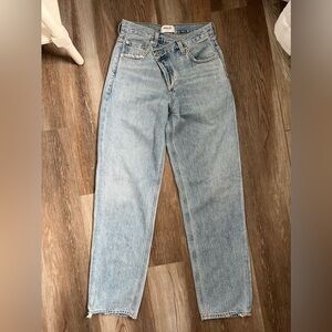 AGOLDE criss cross High waisted straight leg Denim Jeans